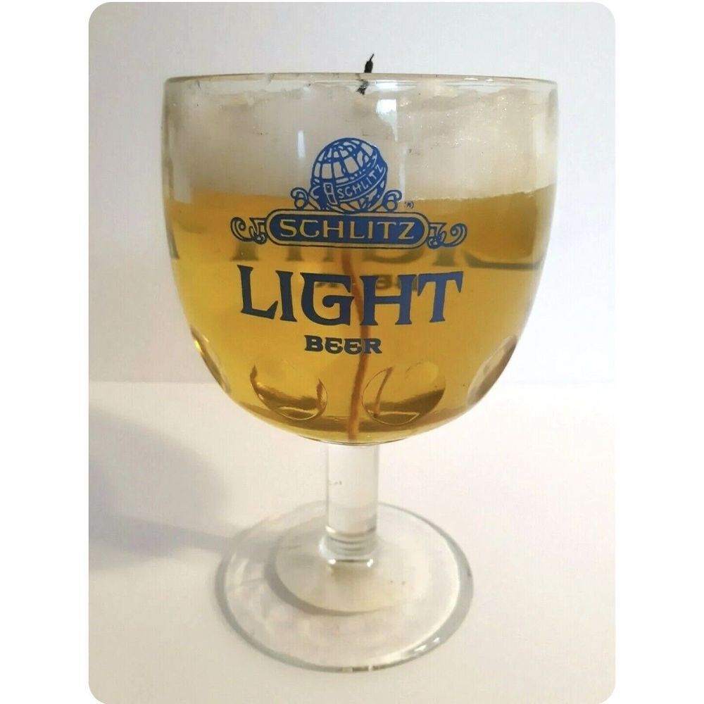 Schlitz Light Beer Candle in Goblet 6" Tall Vintage Made in USA